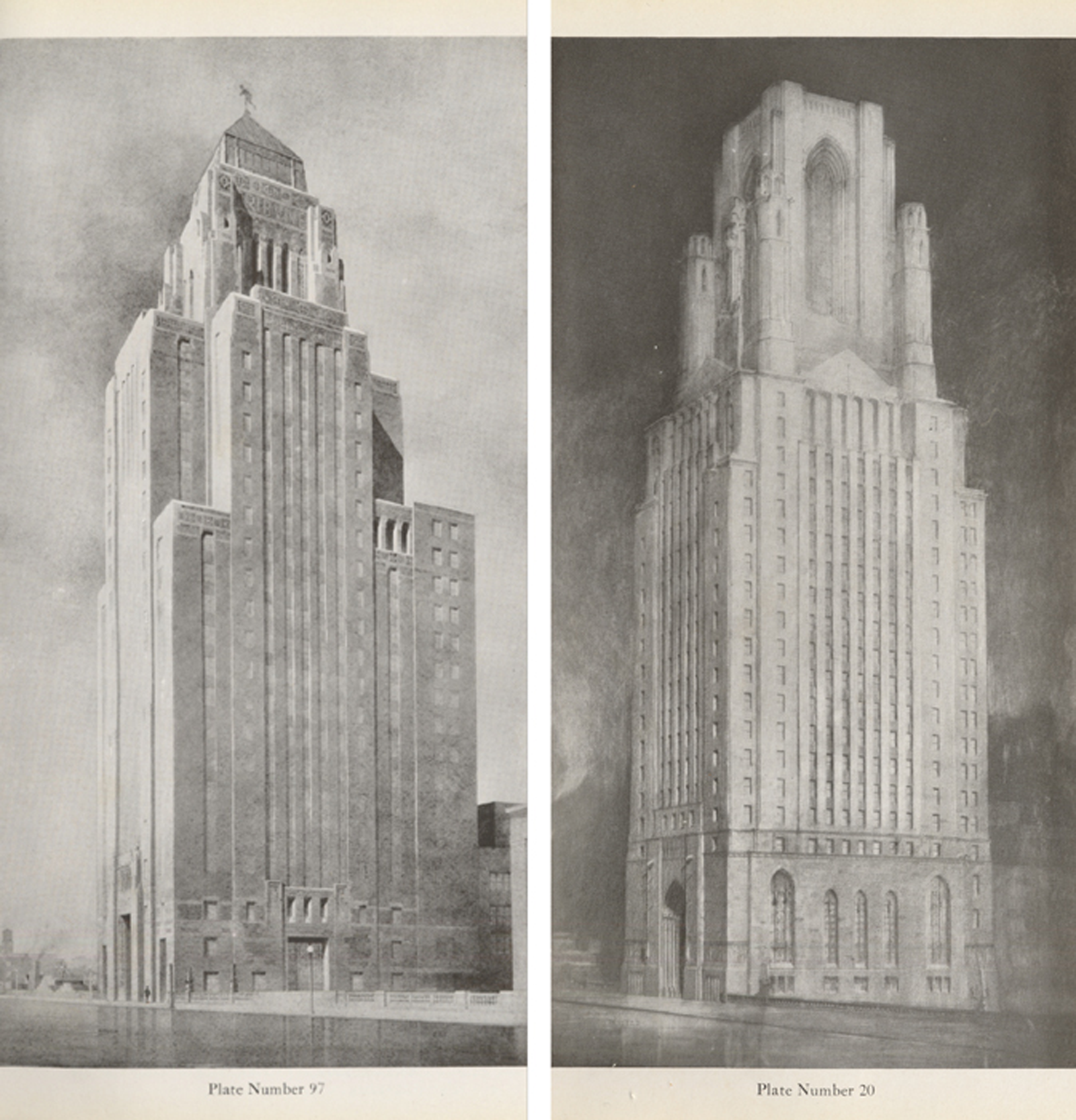 Plate 97: Bertram Goodhue (NYC) Plate 20: Third Prize, Holabird & Roche (Chicago)